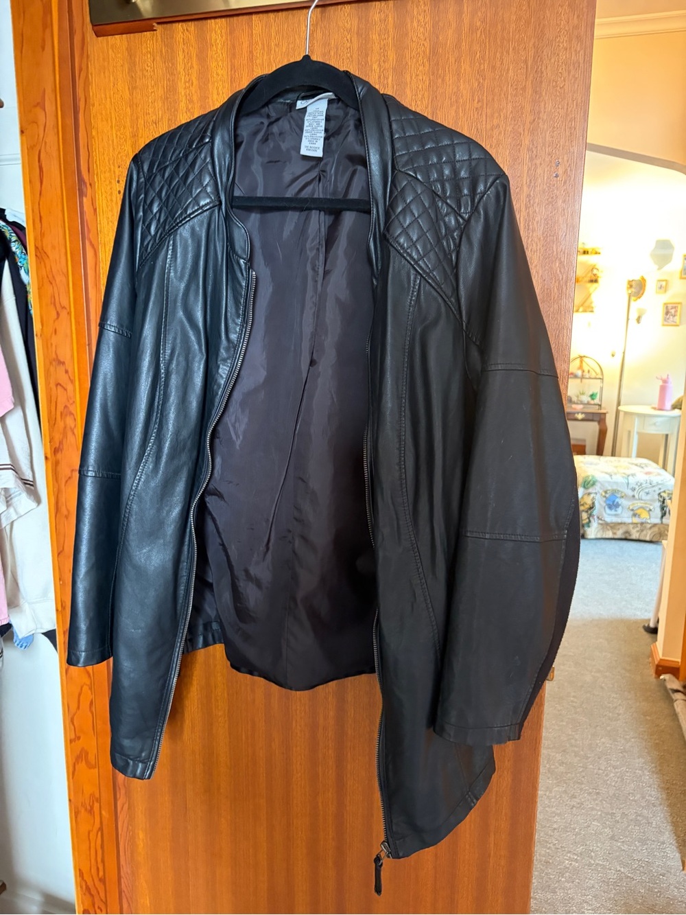 Catherine’s Black Pleather Zippered Jacket